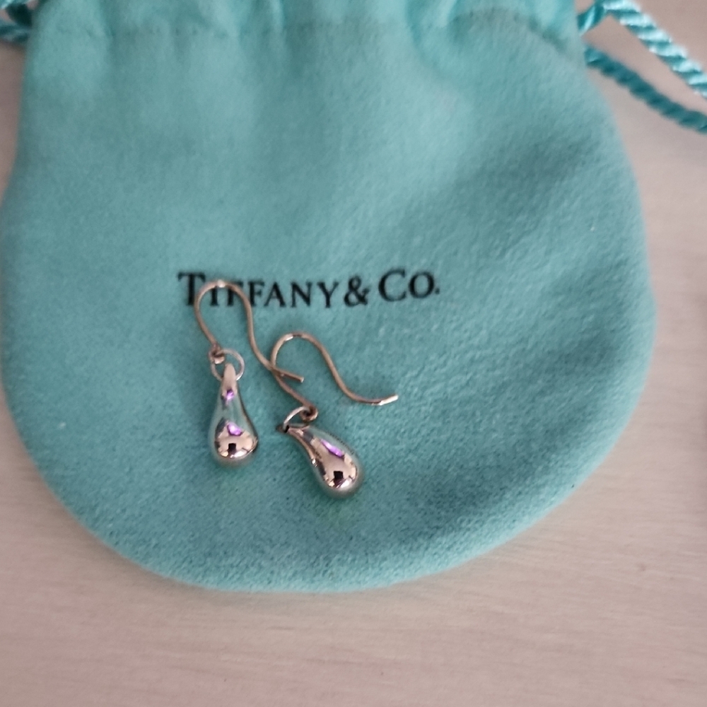Vintage Tiffany & Co. Elsa Peretti Silver Teardrop Hook Earrings